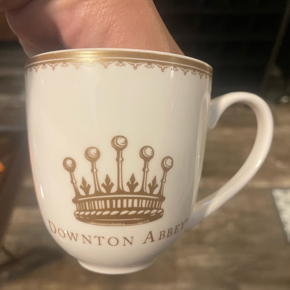 Cost Plus World Market White and Gold Crown Mug